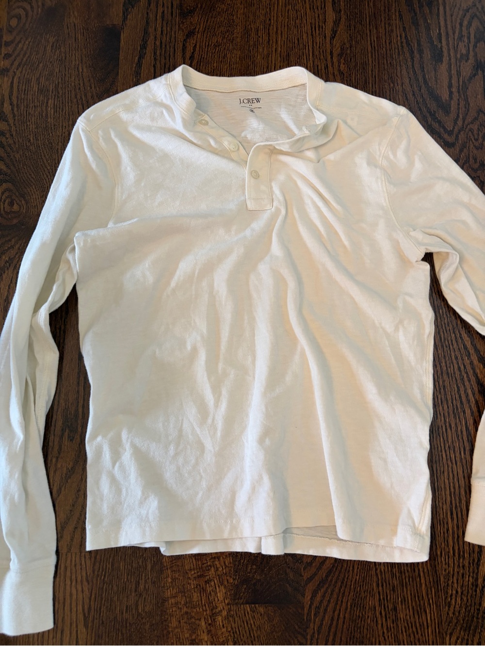 J. Crew Long-Sleeve White Henley Tee 100% cotton M